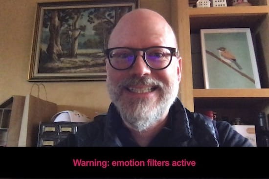 Altered facial expression warning