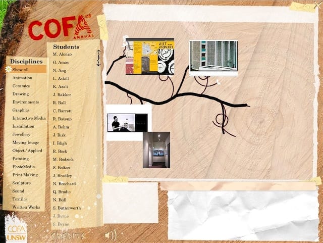 COFA Annual 2005 CD-ROM main interface